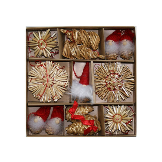 Boxed Straw Ornaments 29 pc - Assorted