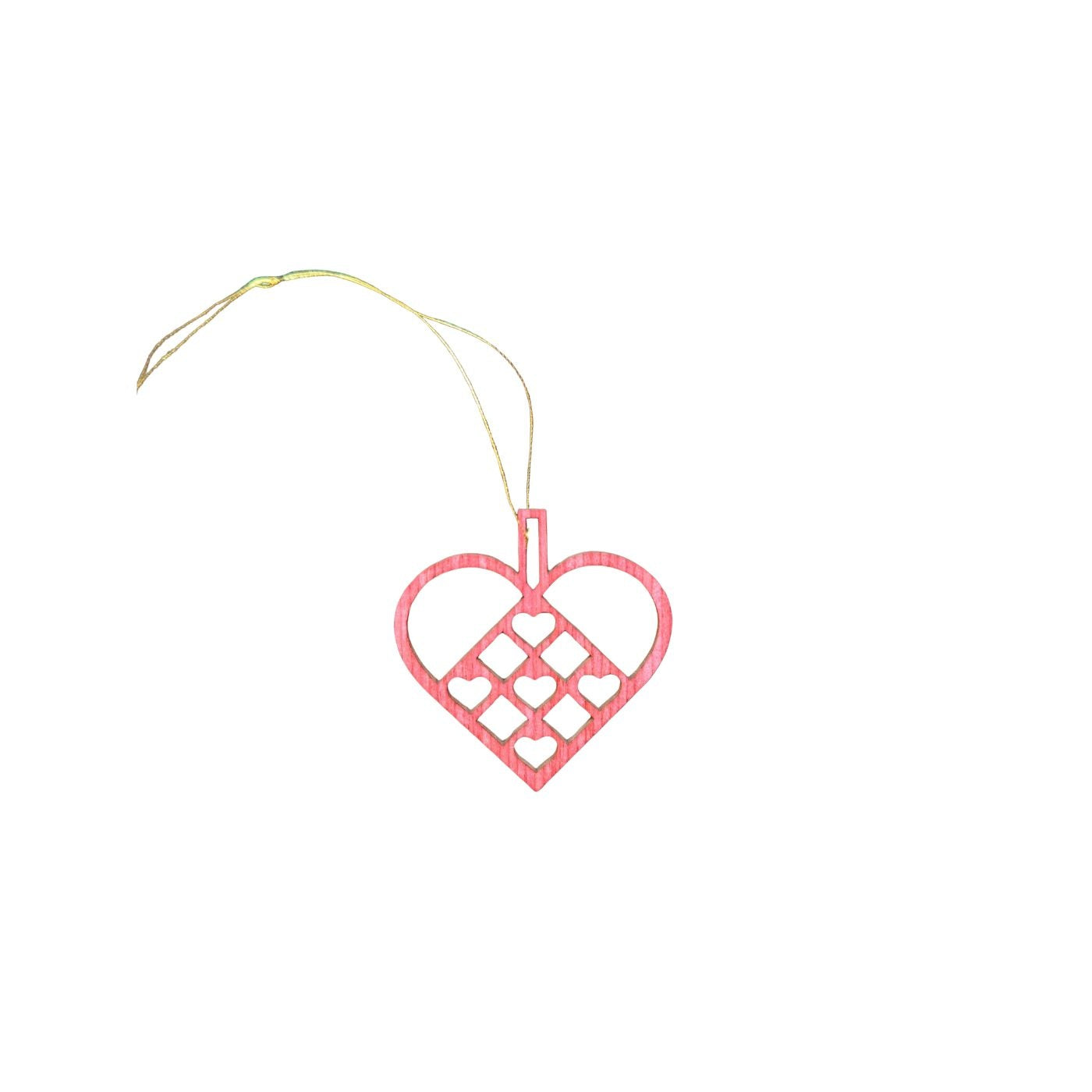 Danish Heart Red Wood Lasercut Ornament