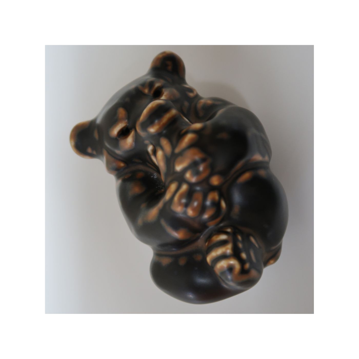 Bear Curled Up Figurine by Knud Kyhn - Ceramic