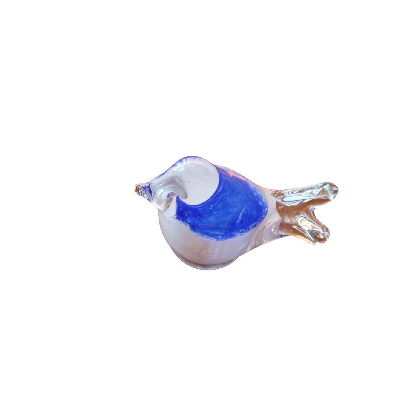 Glass Bird in Clear, Blue, and White on Base