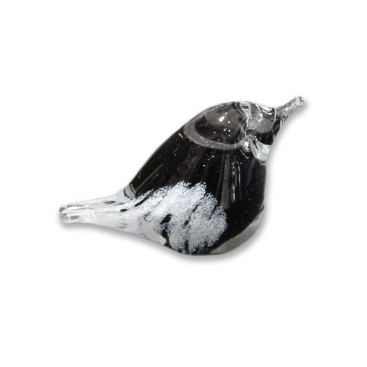 Glass Bird in Black with White Tail Stripes