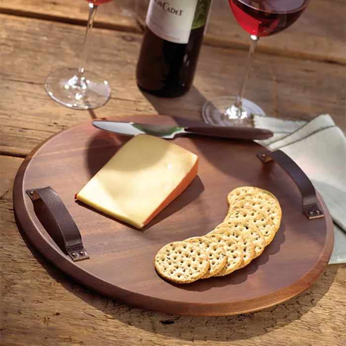 Hamund Serving Tray with Leather Handles