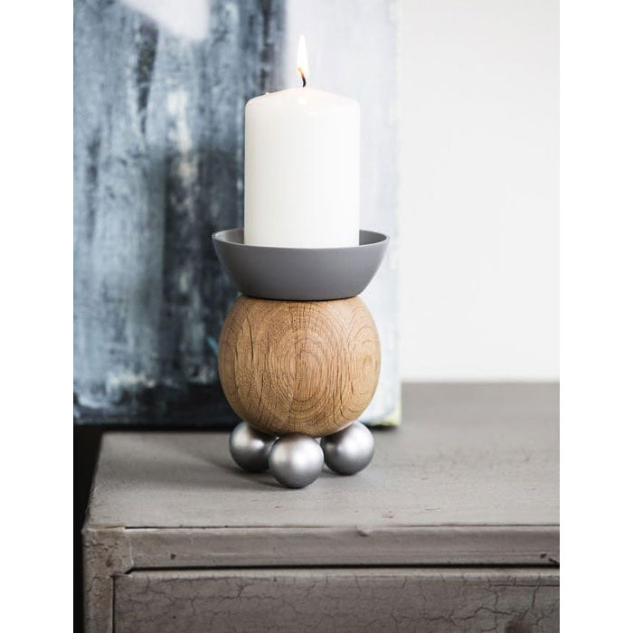 Oval Oak Candle Holder