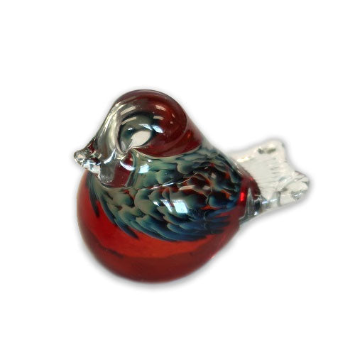 Bianco Blu Glass Bird in Red