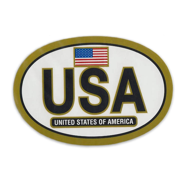 USA Oval Decal with Gold Outline