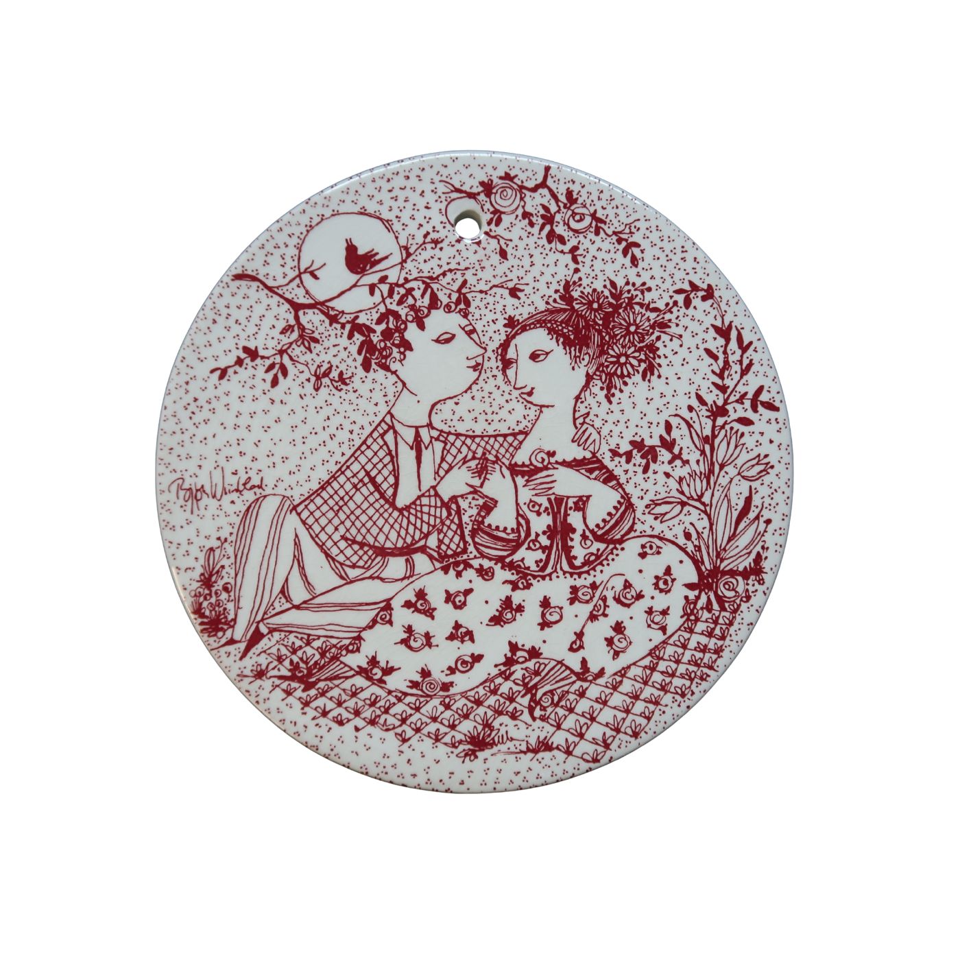 Vintage May Red Tile by Bjørn Wiinblad