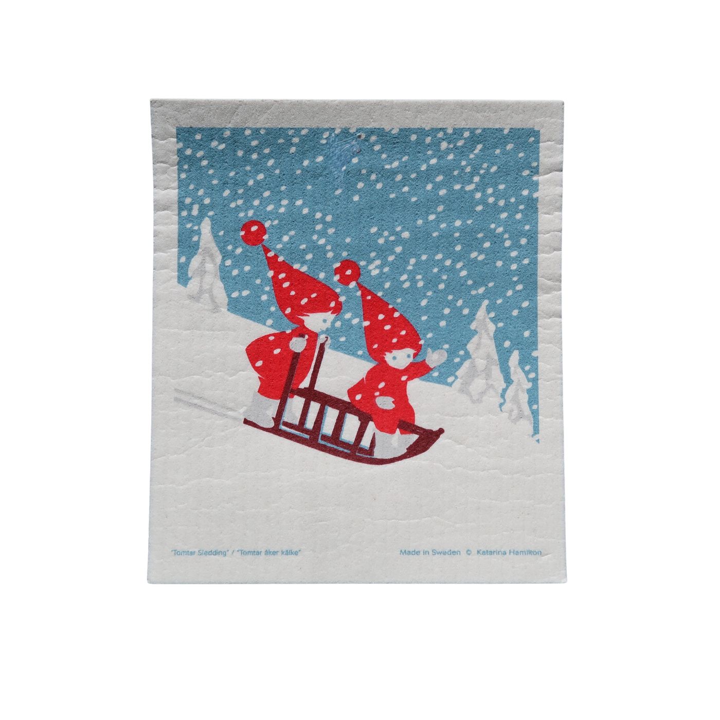 Sledding Tomte Cellulose Cloth