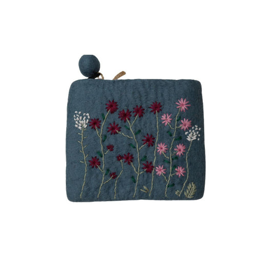 Wildflower Felt Bag - Blue