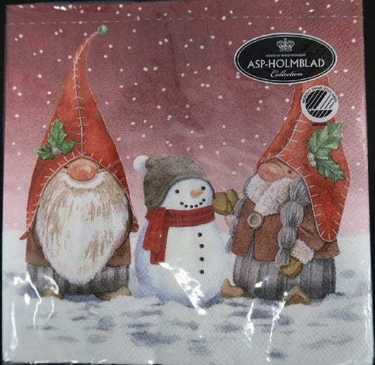 Nisse With Snowman Luncheon Napkins - Pack of 20