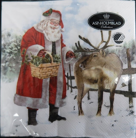 Santa With Basket Luncheon Napkins - Pack of 20