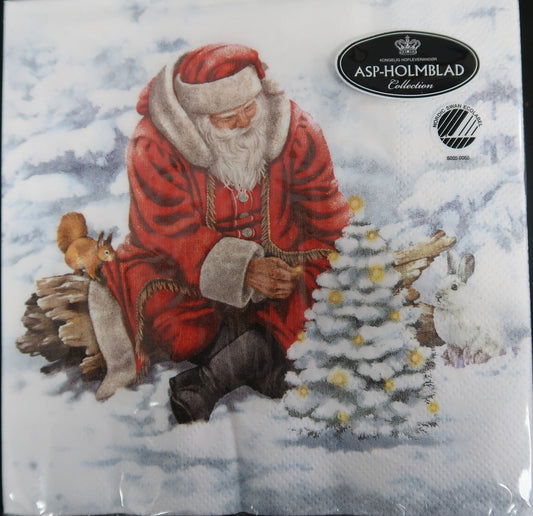 Santa With Tree Luncheon Napkins - Pack of 20