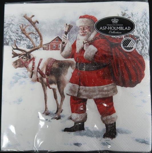 Santa With Bell Luncheon Napkins - Pack of 20