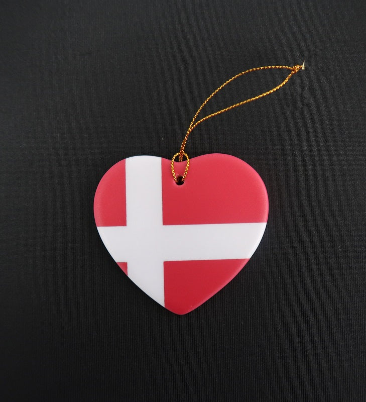 Ornament, Ceramic DK Flag Heart