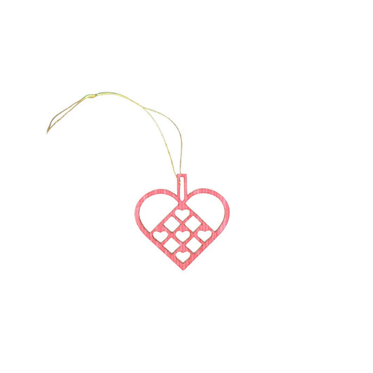 Danish Heart Red Wood Lasercut Ornament