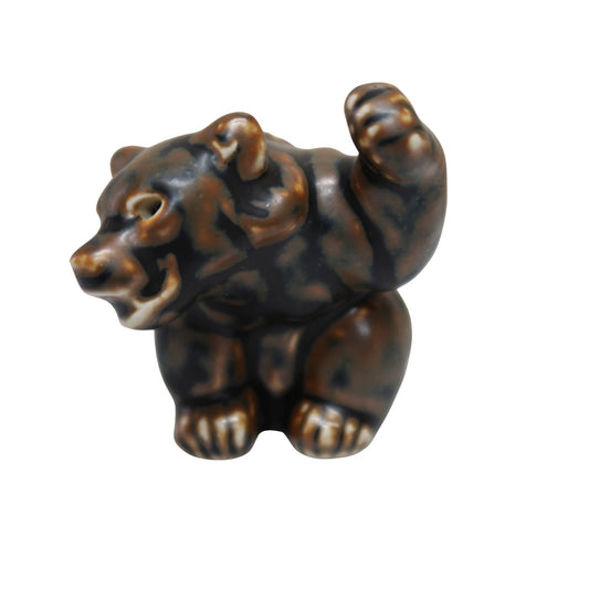 Bear With Striking Paw Figurine by Knud Kyhn - Ceramic