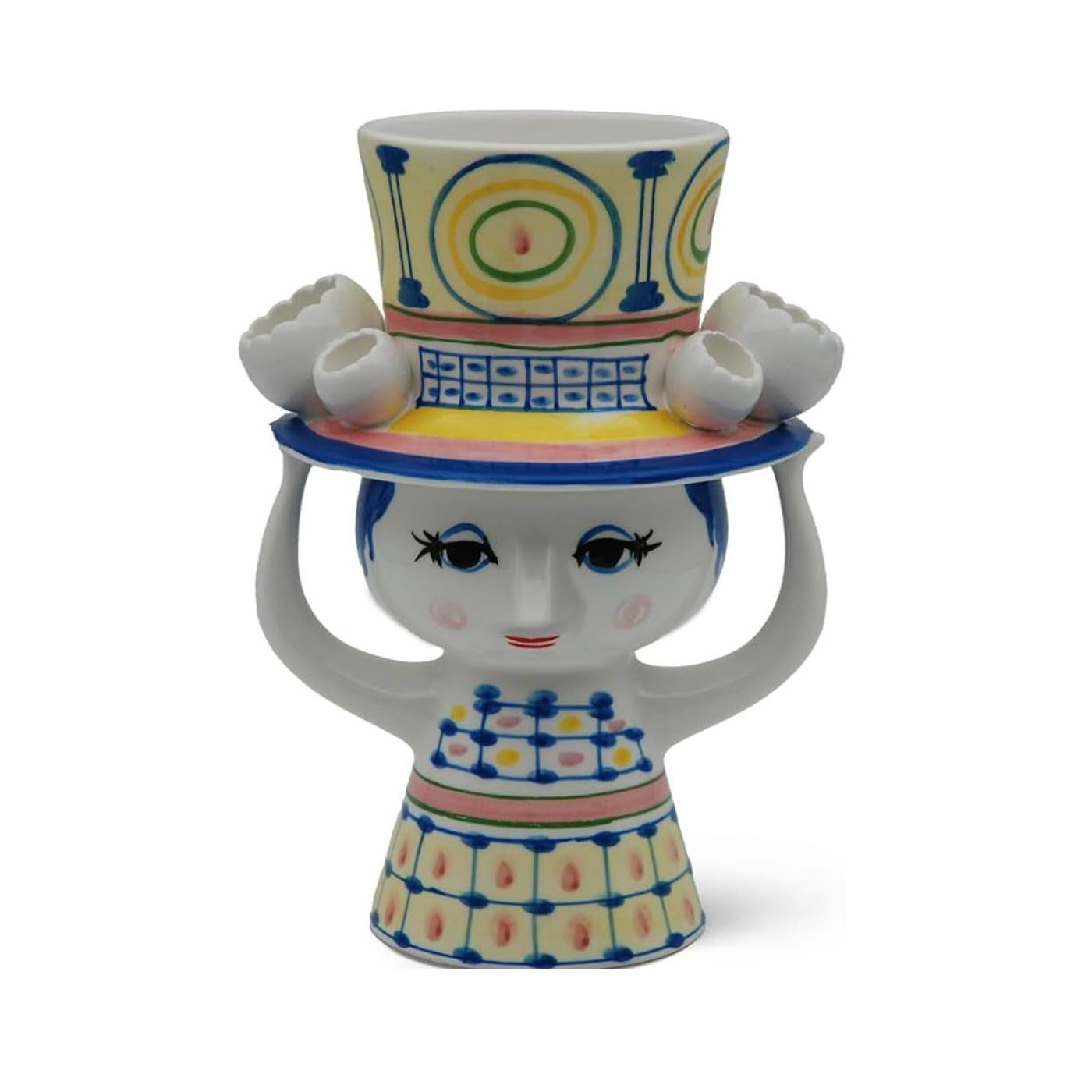 Lady With Hat Vase by Bjorn Wiinblad - Blue