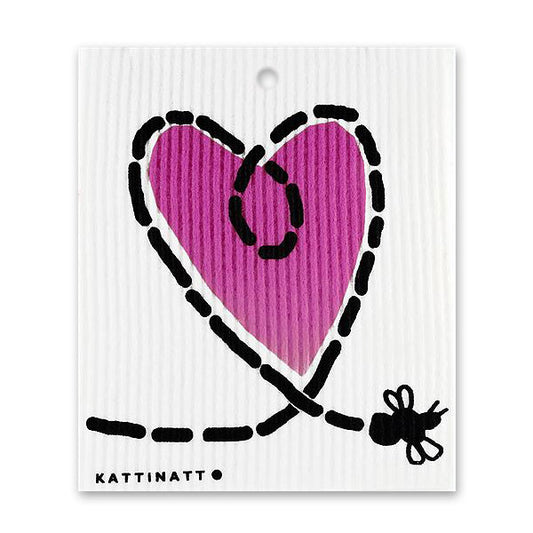 Bee Circling a Heart Cellulose Cloth