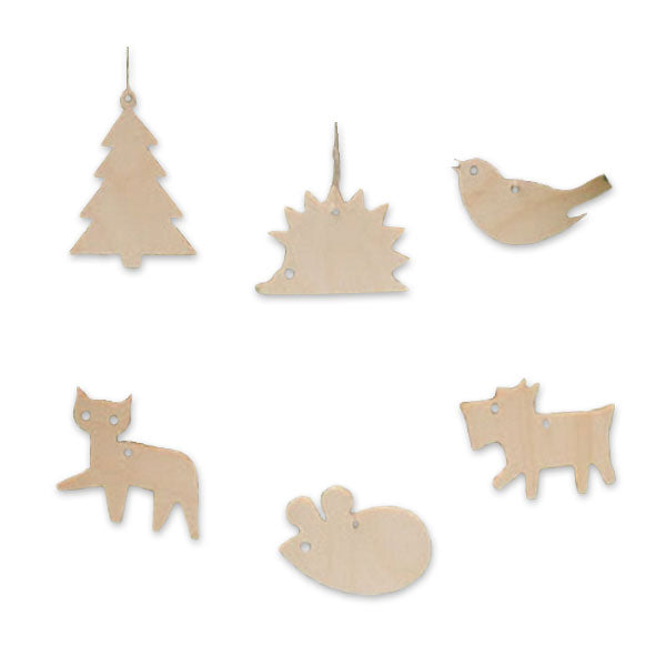 Home Wood Ornaments - Set of 6