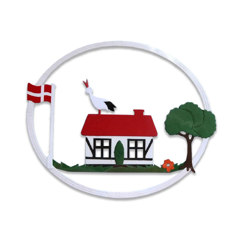 House With Stork and Denmark Flag Papirklip Ornament