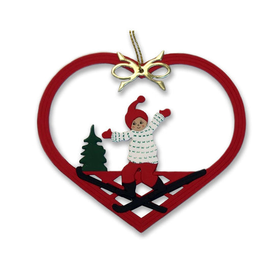 Boy Skiing Papirklip Ornament