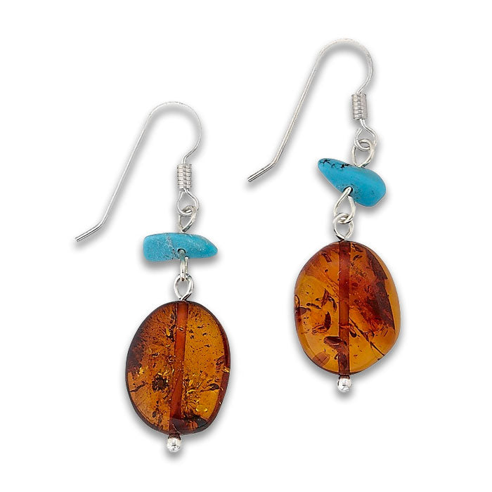 Theresa - Amber and Turquoise Earrings