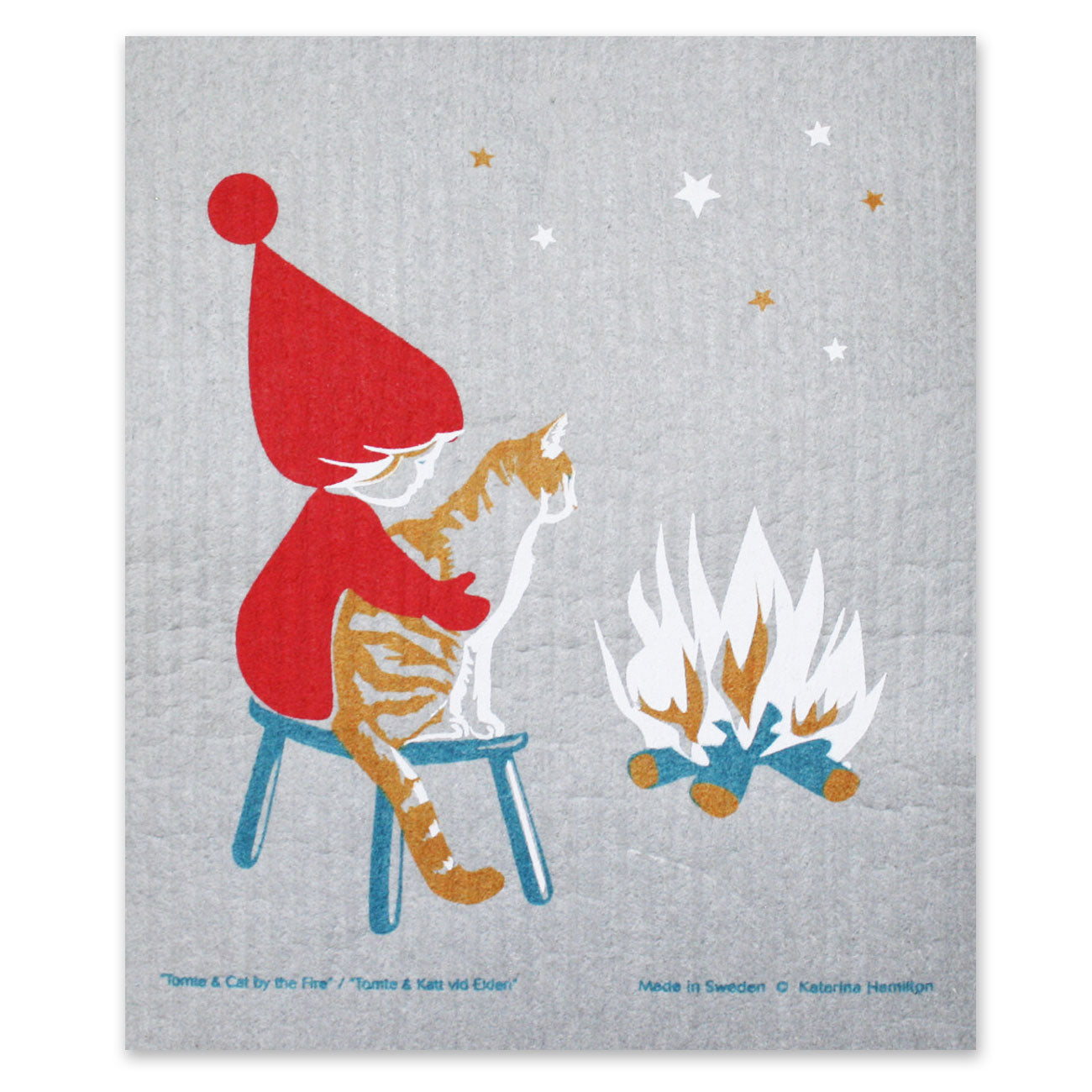 Tomte & Cat by Fire Cellulose Cloth