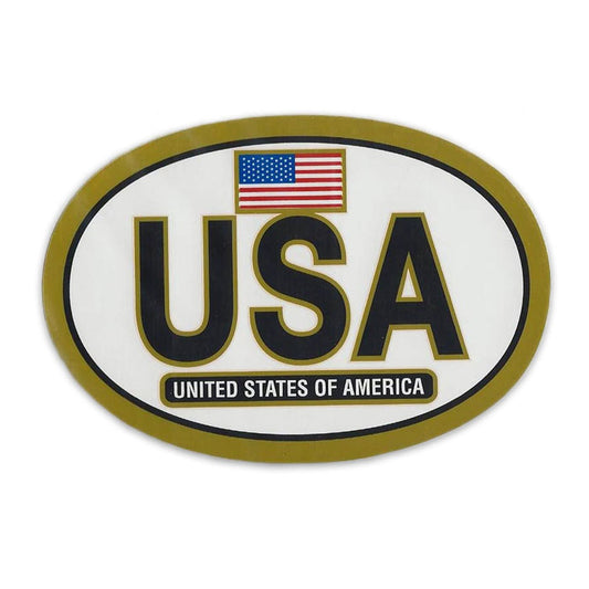 USA Oval Decal with Gold Outline