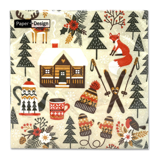 Winter Cabin Napkins Pack of 20 - Various Sizes