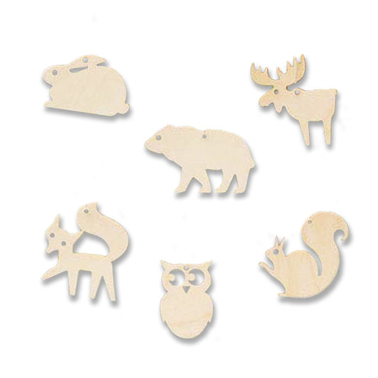 Woodland Animals Wood Ornaments - Set of 6